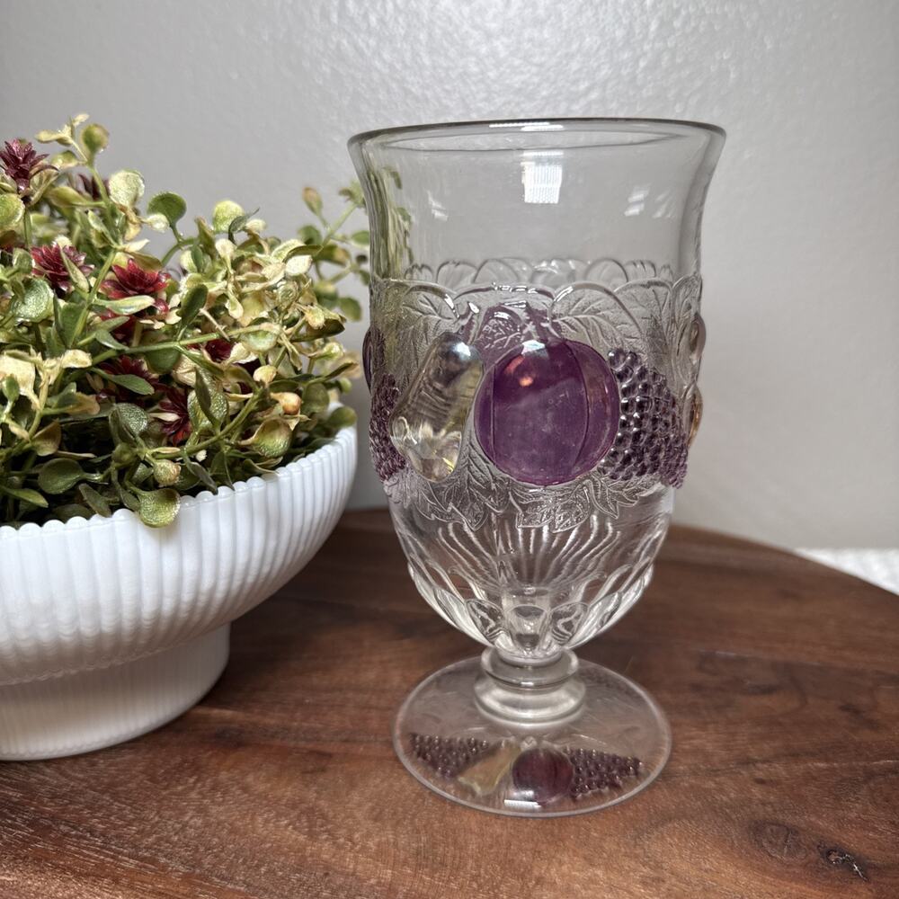 1970's Westmoreland Glass With Lustre Stain Della Robbia 11oz Iced Tea Goblet